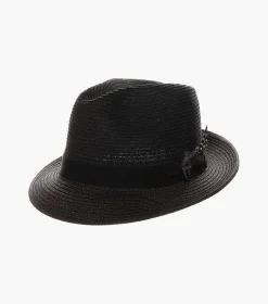 Stacy Adams Corby Fedora Paper Braid Pinch Front Hat