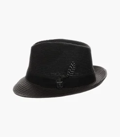 Stacy Adams Corby Fedora Paper Braid Pinch Front Hat