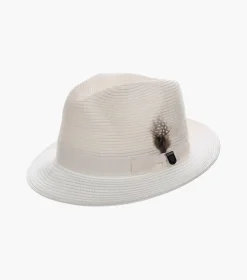 Stacy Adams Corby Fedora Paper Braid Pinch Front Hat