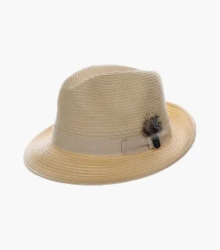 Stacy Adams Corby Fedora Paper Braid Pinch Front Hat