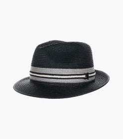 Stacy Adams Montrell Fedora Paper Braid Pinch Front Hat