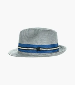 Stacy Adams Montrell Fedora Paper Braid Pinch Front Hat