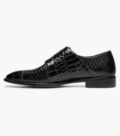 Stacy Adams Toscano Leather Sole Angled Cap Toe Double Monk Strap